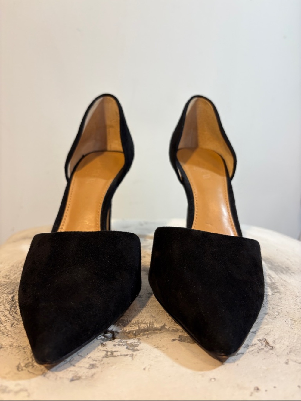 J. Crew Lana Classic Black Suede Pointed Toe Pumps 3.5” High Heel Classy Sexy - Picture 4 of 8
